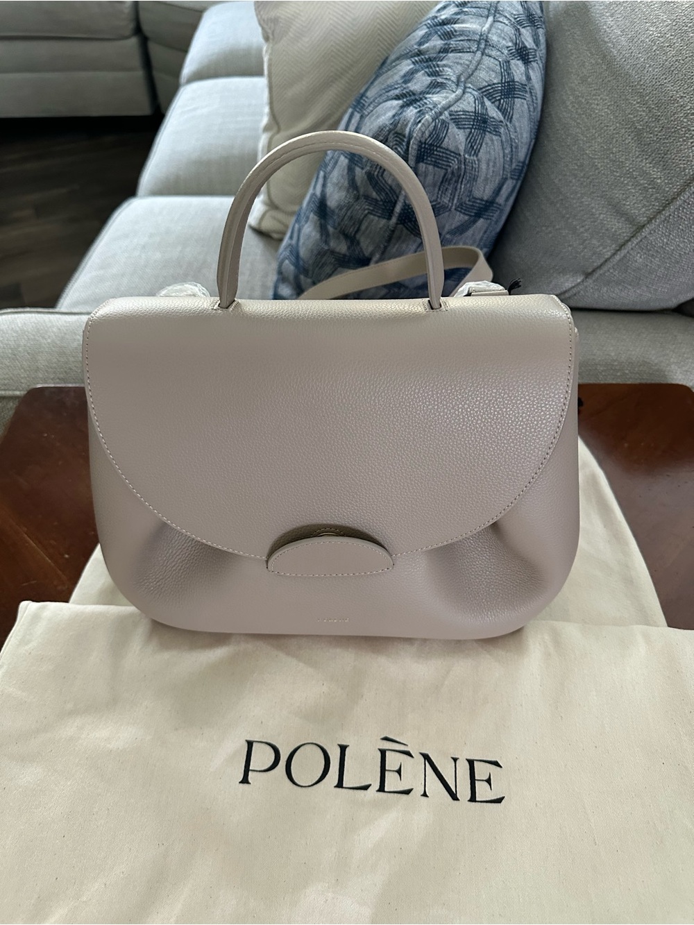 Polène Top-Handle Satchel in Light Beige